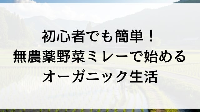 初心者でも簡単！無農薬野菜ミレーで始めるオーガニック生活