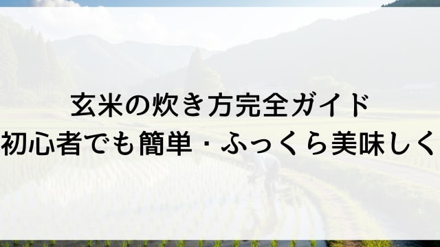 玄米の炊き方完全ガイド【初心者でも簡単・ふっくら美味しく】