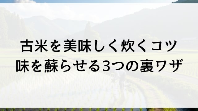 古米を美味しく炊くコツ【味を蘇らせる3つの裏ワザ】