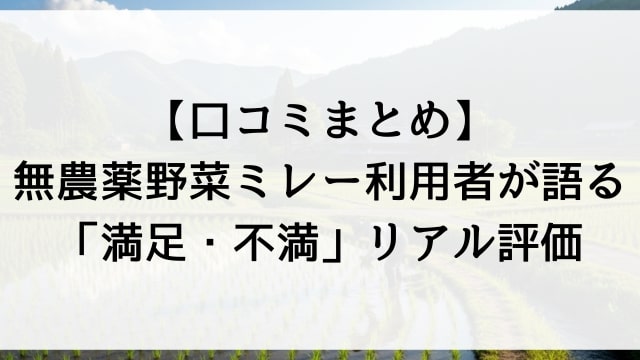 【口コミまとめ】無農薬野菜ミレー利用者が語る「満足・不満」リアル評価