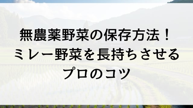 無農薬野菜の保存方法！ミレー野菜を長持ちさせるプロのコツ