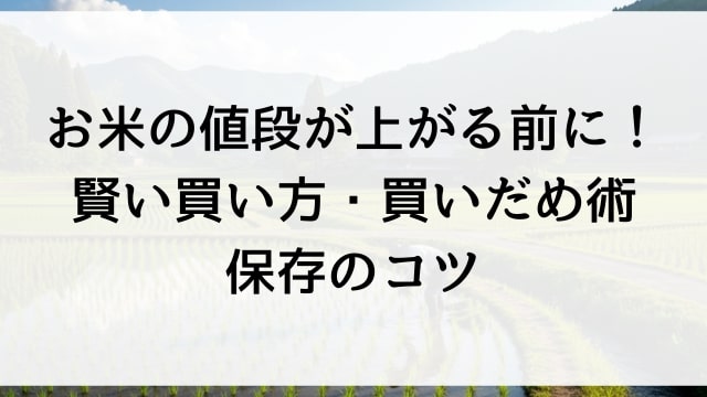 お米の値段が上がる前に！賢い買い方・買いだめ術・保存のコツ