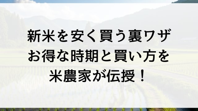 新米を安く買う裏ワザ【お得な時期と買い方を米農家が伝授！】