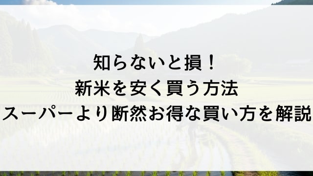 知らないと損！新米を安く買う方法【スーパーより断然お得な買い方を解説】