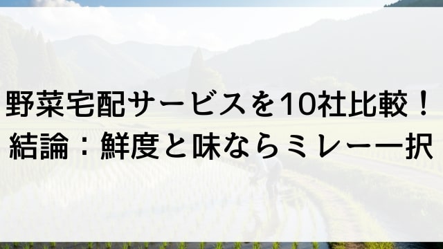 野菜宅配サービスを10社比較【結論：鮮度と味ならミレー一択】