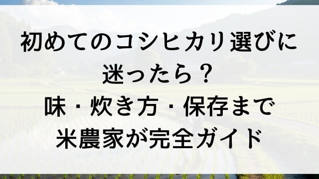 初めてのコシヒカリ選びに迷ったら？味・炊き方・保存まで米農家が完全ガイド