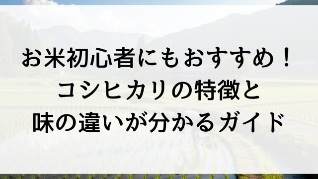 お米初心者にもおすすめ！コシヒカリの特徴と味の違いが分かるガイド