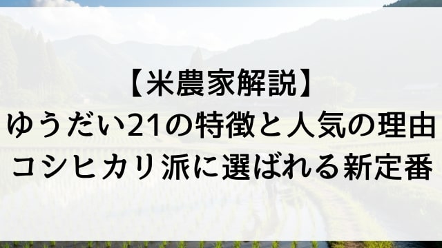 【米農家解説】ゆうだい21の特徴と人気の理由？コシヒカリ派に選ばれる新定番