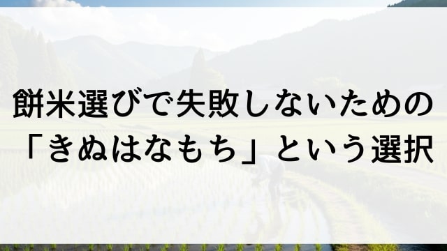 餅米選びで失敗しないための「きぬはなもち」という選択