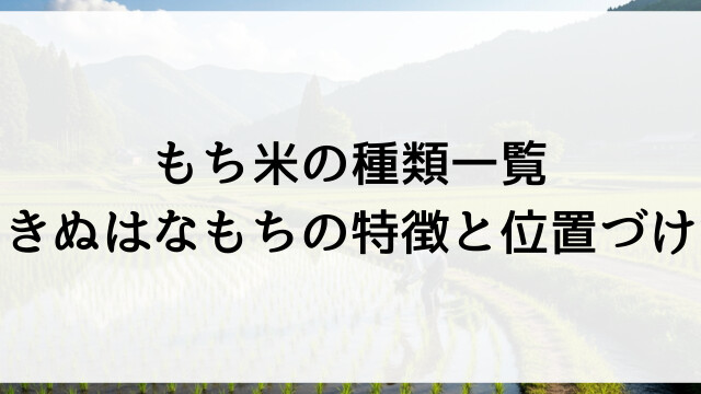 もち米の種類一覧！きぬはなもちの特徴と位置づけ【栃木県佐野市産餅米の米農家直送】