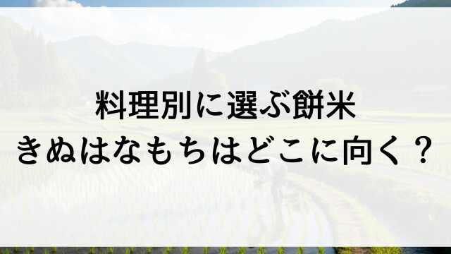 料理別に選ぶ餅米！きぬはなもちはどこに向く？【栃木県佐野市の米農家オンラインショップ】