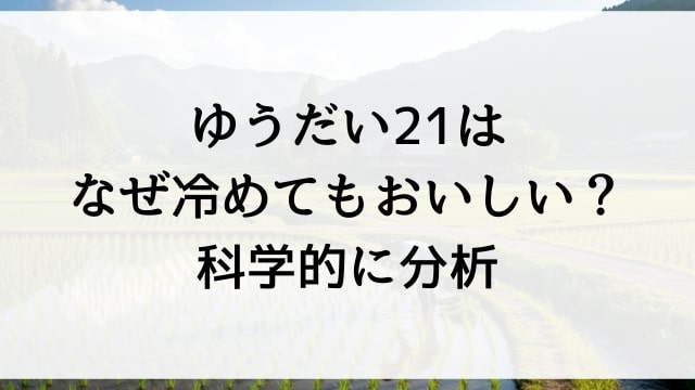 ゆうだい21はなぜ冷めてもおいしい？科学的に分析