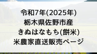 【完売終了】令和7年産餅米「きぬはなもち」どこで買える？予約できる？米農家直送で2025年栃木県佐野市で玄米30kg購入する方法